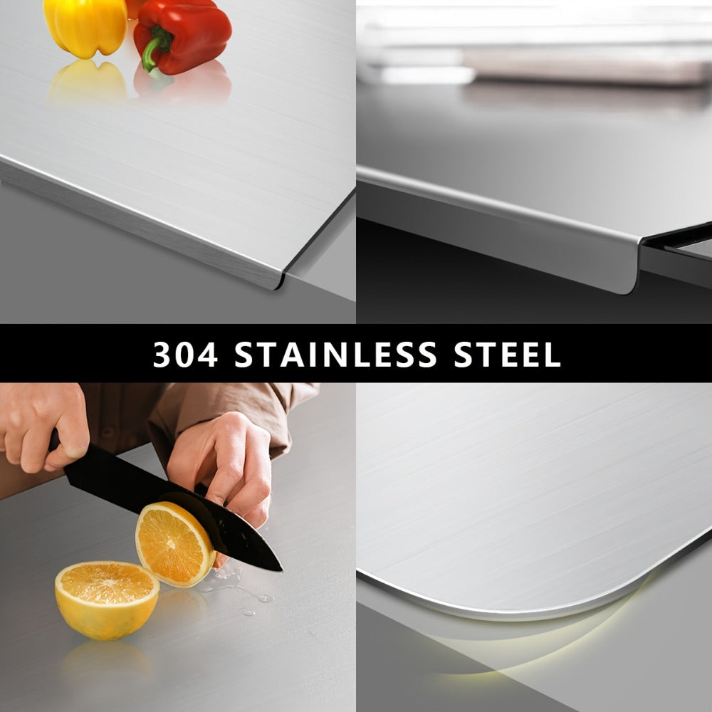 Stainless Steel Cutting Board Large Extra Thick 304 Food Grade Metal Chopping Board Non-Slip Butcher Block for Kitchen Meat Vegetables Fruits with Juice Groove