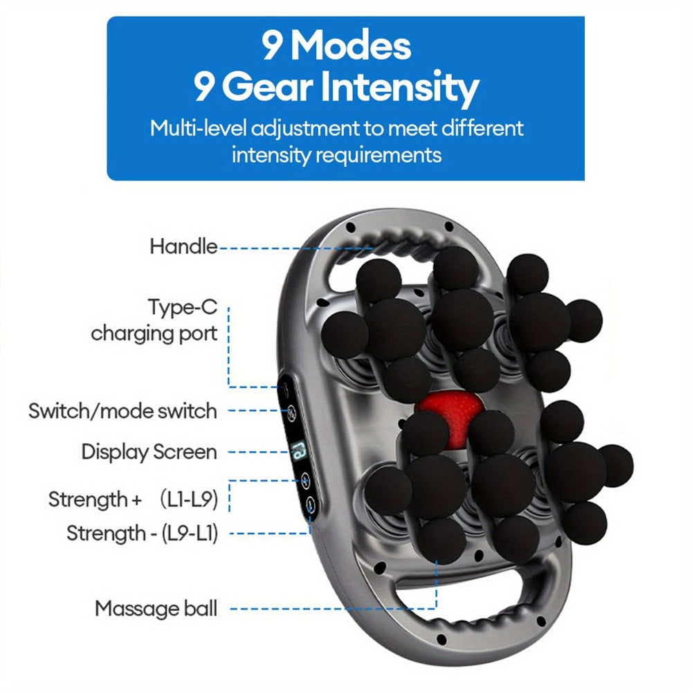 Handheld Massage Gun with Multiple Heads ¨C 9 Modes 9 Intensity Levels USB-C Rechargeable Percussion Massager with Storage Case & Smart Timer, Deep Tissue Muscle Relief for Home Gym & Sports Recovery