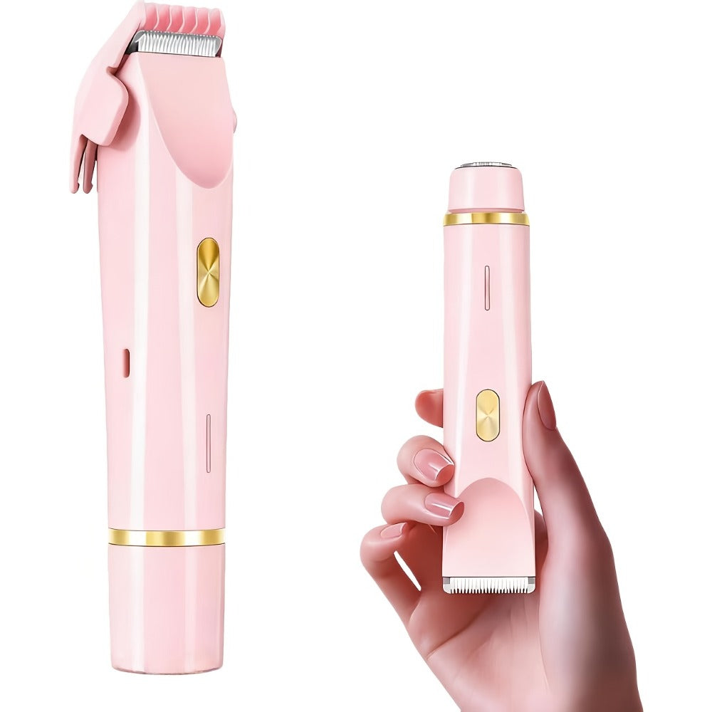 Women's Hair Trimmer 2-in-1 Bikini Trimmer & Electric Shaver - USB Rechargeable Dual Head Design, Ergonomic Handle, Portable Hair Removal Device for Bikini Line Body Face, Holiday Gift for Women