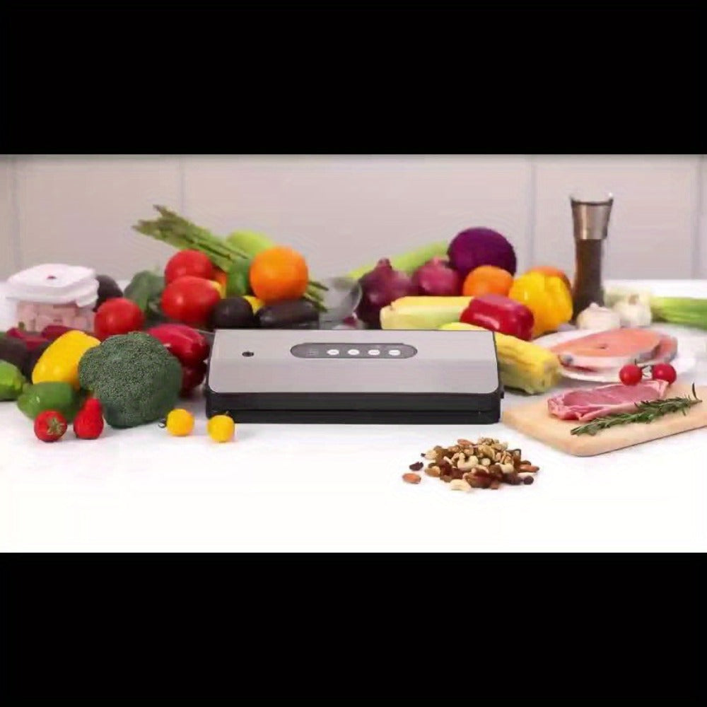 Vacuum Sealer Machine 8-in-1 ¨C 65Kpa Food Sealer with Cutter, Accessory Hose, 10 Bags Included, Stainless Steel, External Vacuum Port for Food Storage, Sous Vide & Meal Prep