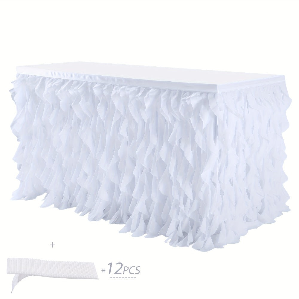 Tutu Table Skirt 6ft ¨C Ruffle Curly Willow Tulle Table Skirt for Rectangle & Round Tables, Birthday Party, Wedding, Baby Shower, Christmas & Halloween Decoration, Multiple Colors