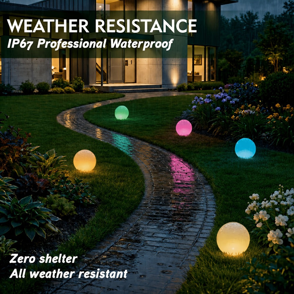 Solar Globe Lights Outdoor 8 Inch RGB Color Changing 16 Colors Remote Control Waterproof Garden Ball Light for Patio Yard Lawn Pool Pathway Party Decor