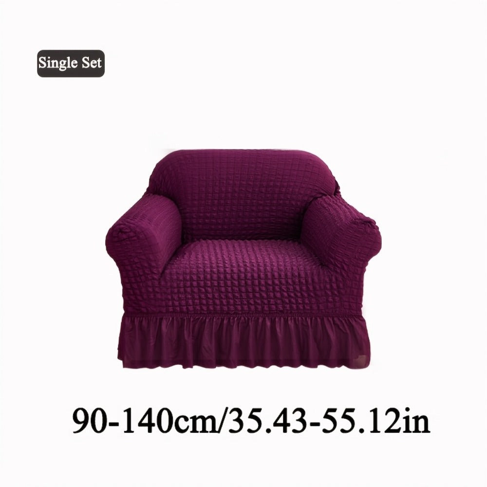 Seersucker Sofa Slipcover Elastic Band Closure Pet-Friendly All-Purpose Sofa Cover for Living Room Home Decor Protection ¡ª Single 2 4 Seater Multiple Colors