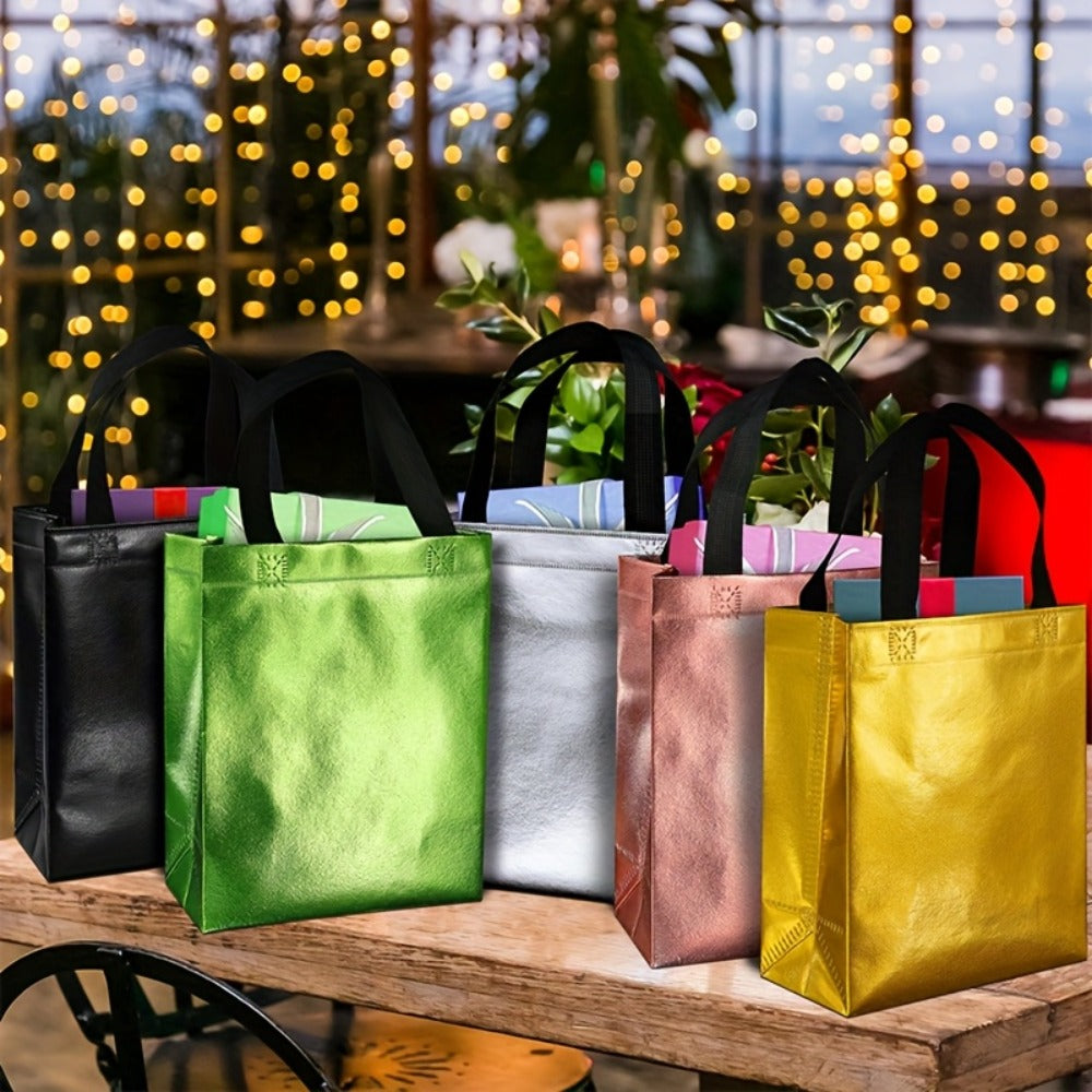 Gift Bags Bulk 100pcs Medium 10.2x12.6x3.9 Inch with Handles - 10 Colors Reusable Paper Gift Bags for Party Favors, Shopping, Birthday, Wedding, Holiday, Baby Shower & Retail Packaging