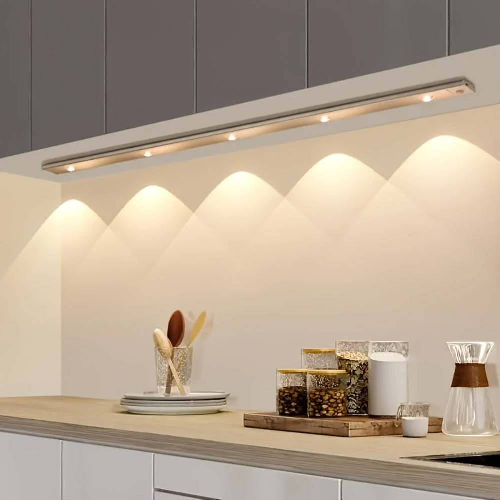 LED Sensor Strip Light USB Rechargeable ¨C 3-Color Dimmable Motion Sensing Wireless Night Light for Kitchen, Wardrobe, Cabinet, Shoe Cabinet & Bedroom (20cm / 30cm / 40cm / 50cm)