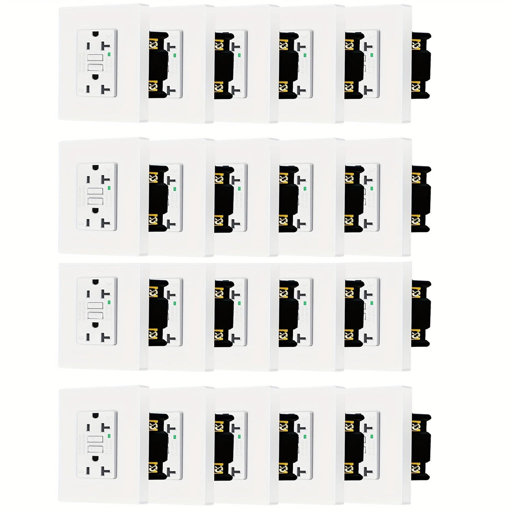 GFCI Outlet 20 Amp Tamper Resistant WR Weather Resistant with Wall Plate ETL Listed LED Indicator Test Reset Button Ground Fault Circuit Interrupter for Bathroom Kitchen Garage 2 4 6 10 20 Pack Black White