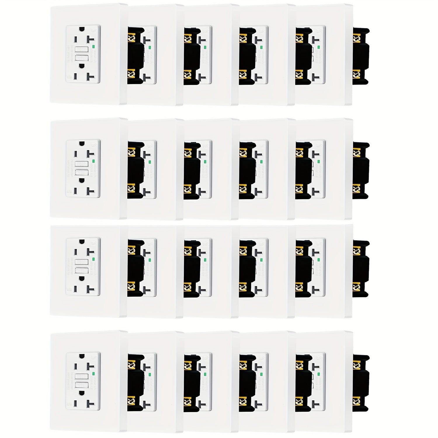 GFCI Outlet 20 Amp Tamper Resistant WR Weather Resistant with Wall Plate ETL Listed LED Indicator Test Reset Button Ground Fault Circuit Interrupter for Bathroom Kitchen Garage 2 4 6 10 20 Pack Black White