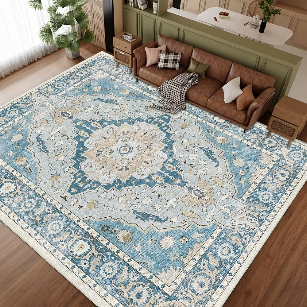 Area Rug Boho Vintage Washable Non-Slip Rug for Living Room Bedroom Traditional Woven Carpet Home Decor