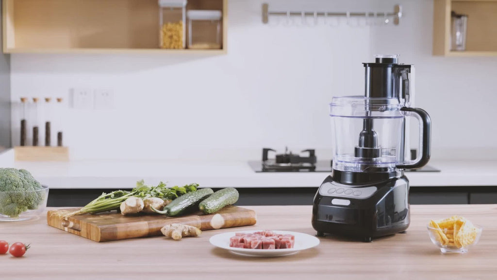 12 Cup Food Processor 6 Functions - Chopping, Slicing, Shredding, Purees & Dough, Large Capacity Electric Kitchen Food Processor for Meal Prep, Vegetables, Fruits & Baking, Black