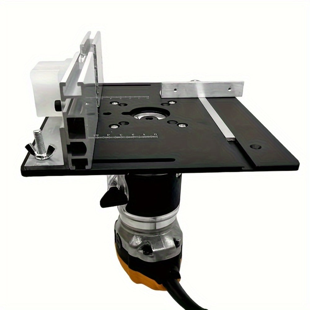 Aluminum Router Table Insert Plate with Fence & Miter Gauge - Precision Woodworking Tool, Dual Function Design, No Electricity Required, Compatible with Standard Router Tables for DIY & Cabinet Making