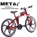 Diecast Mountain Bike Model 1:8 Scale Alloy Foldable Miniature Bicycle Figurine for Home Office Desk Decor, Collector Gift, Christmas Birthday Present, 3 Colors Available