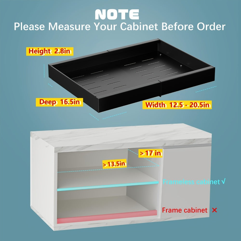 Pull Out Cabinet Organizer Expandable Slide-Out Drawer Shelf Heavy Duty Carbon Steel Silent Sliding Rust-Resistant Storage Rack for Kitchen Bathroom Pantry 12.6¡±-20.5¡± Wide
