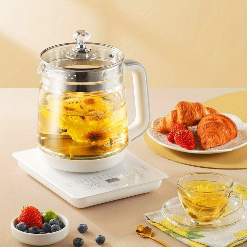 Electric Kettle 1.8L Multi-Function Health Pot 18 Functions Glass Lid SUS304 Tea Infuser Egg Steaming Rack Boiler Steamer for Tea Coffee Soup Oatmeal US Plug