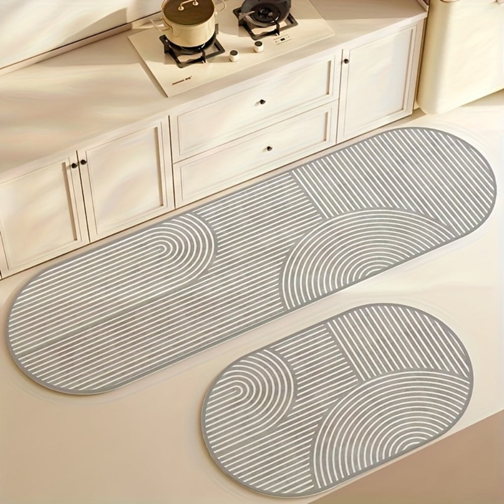 Anti-Fatigue Kitchen Mat Non-Slip Absorbent Standing Mat for Kitchen Laundry Room Hallway Bathroom Entryway Door Mat Comfort Floor Pad Striped Design
