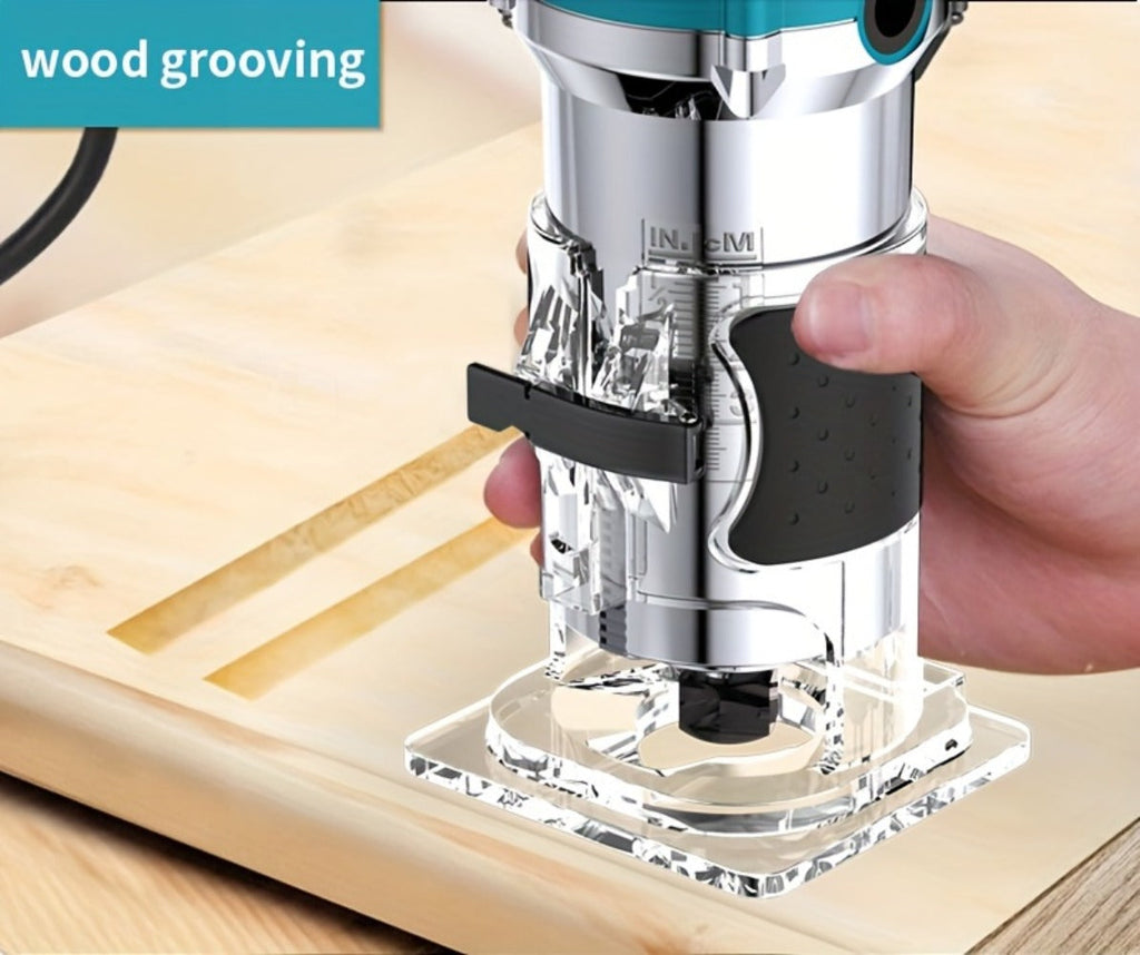 Wood Router 800W Trim Router for Woodworking - 35000RPM Electric Router with Edge Guide, Roller Guide, 6-Speed Adjustment for Precise Trimming, Profiling & Milling