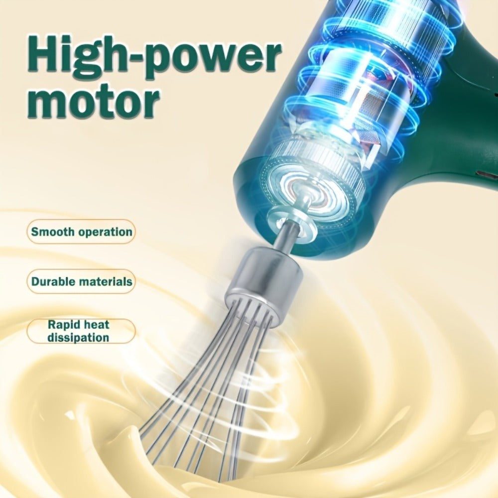 Cordless Electric Hand Mixer Mini USB Rechargeable Whisk Beater 1500RPM for Whipping Cream Cake Batter Ice Cream Egg Beating Home Kitchen Baking