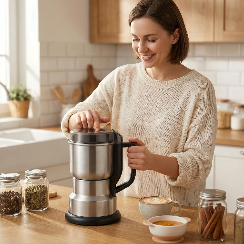 Electric Coffee Grinder 300W 25000RPM ¨C 8-Blade Stainless Steel Spice & Grain Mill for Coffee Beans, Nuts, Spices | Home, Cafe & Camping