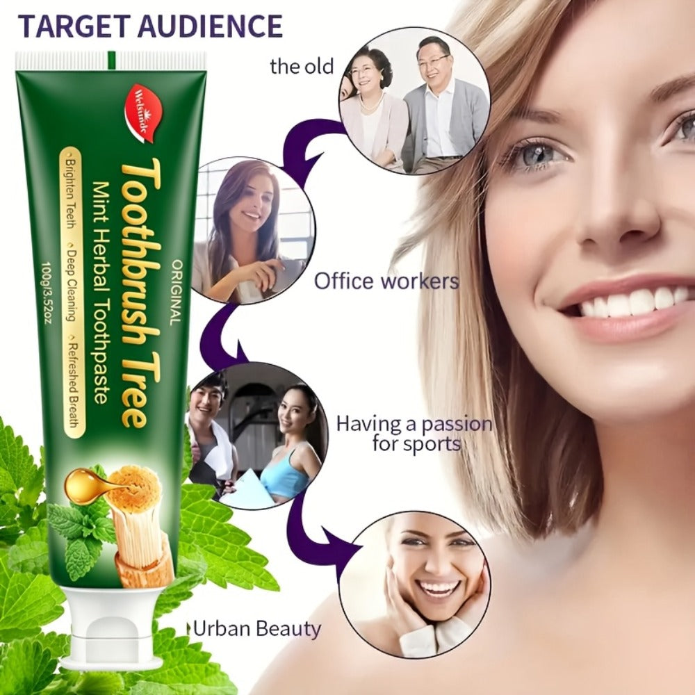 Natural Toothpaste 3-Pack ¨C Herbal Mint Formula for Sensitive Gums & Teeth, Long-Lasting Freshness, Gentle Deep Cleaning Dental Care for Men & Women, Sleek Tube Design with Natural Ingredients