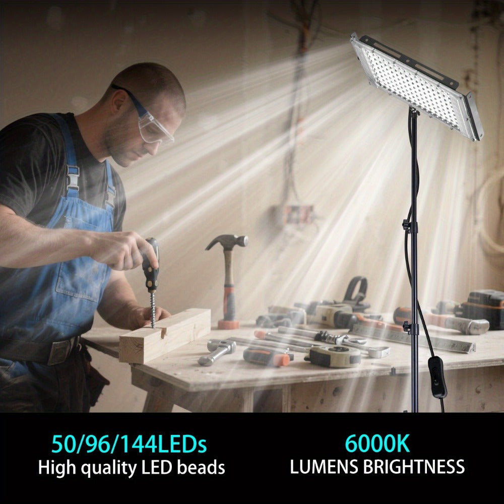 LED Work Light USB Powered 6000K Super Bright ¨C Adjustable Height & Angle Bracket Lamp for Construction Site, Workshop, Office, Barn & Market ¨C 50, 96 or 144 LEDs DC 5V Portable Job Site Light
