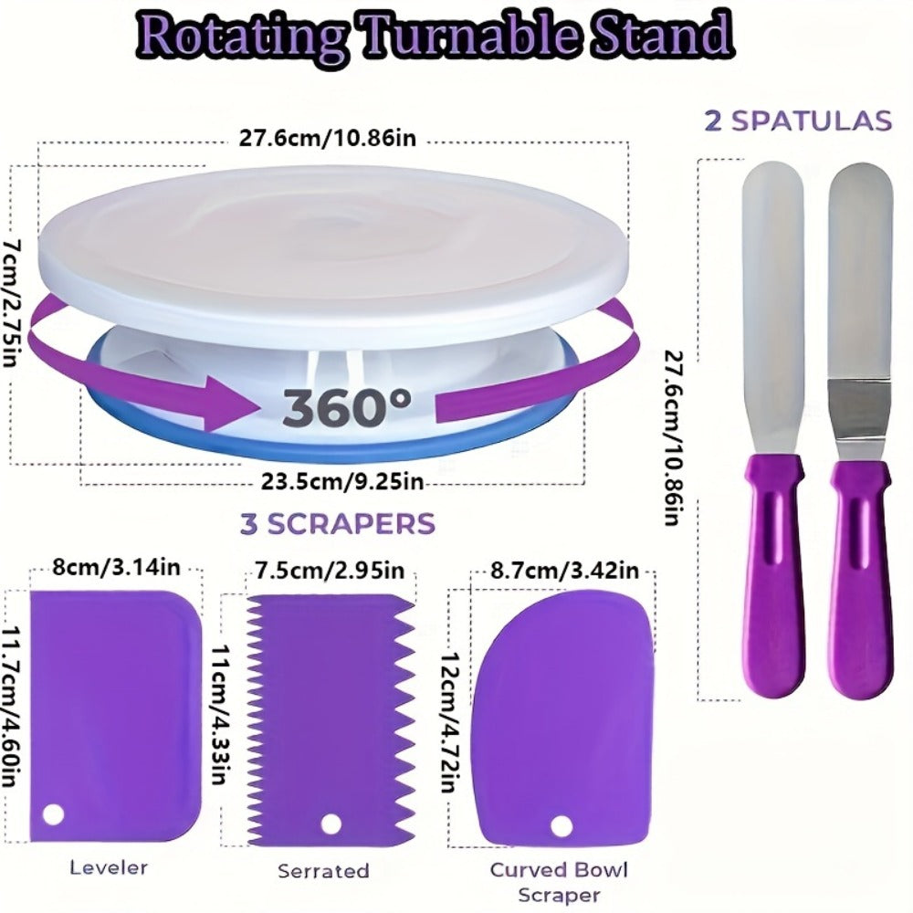 Cake Decorating Set 492pcs with Rotating Turntable Piping Bags Frosting Tips Professional Baking Supplies Kit for Beginners and Bakers