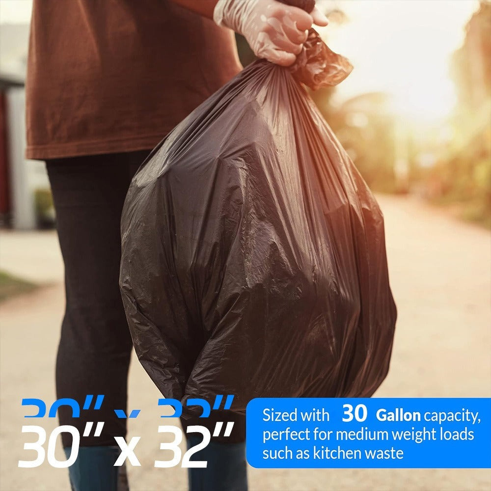 30 Gallon Trash Bags 200 Count ¨C Black Large Garbage Bags, Ultra Strong Leak-Proof, 113.5L Heavy Duty Bags for Kitchen, Industrial, Garden & Commercial Use, 4 Rolls / 2 Boxes Value Pack