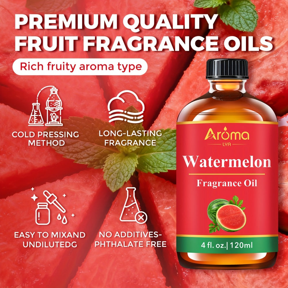 Fruit Fragrance Oil 4oz ¨C Sweet Scented Oils for Diffuser, Candle Making, Soap, Massage & Hair Care | Strawberry, Blueberry, Peach, Watermelon, Cherry & More