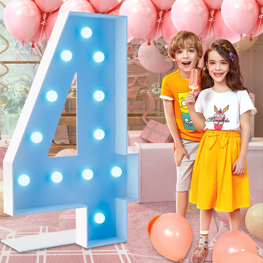 Marquee Number Lights 4 Feet Tall LED Light Up Numbers 0-9 20 for Birthday Party Anniversary Graduation Decoration 11 Colors 3 Flash Modes Foam Board String Lights Included