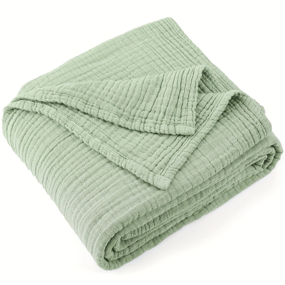 Muslin Blanket 100% Cotton 6-Layer ¨C Breathable Soft Gauze Throw for Couch & Bed, All Season, Machine Washable, 13 Colors, 5 Sizes