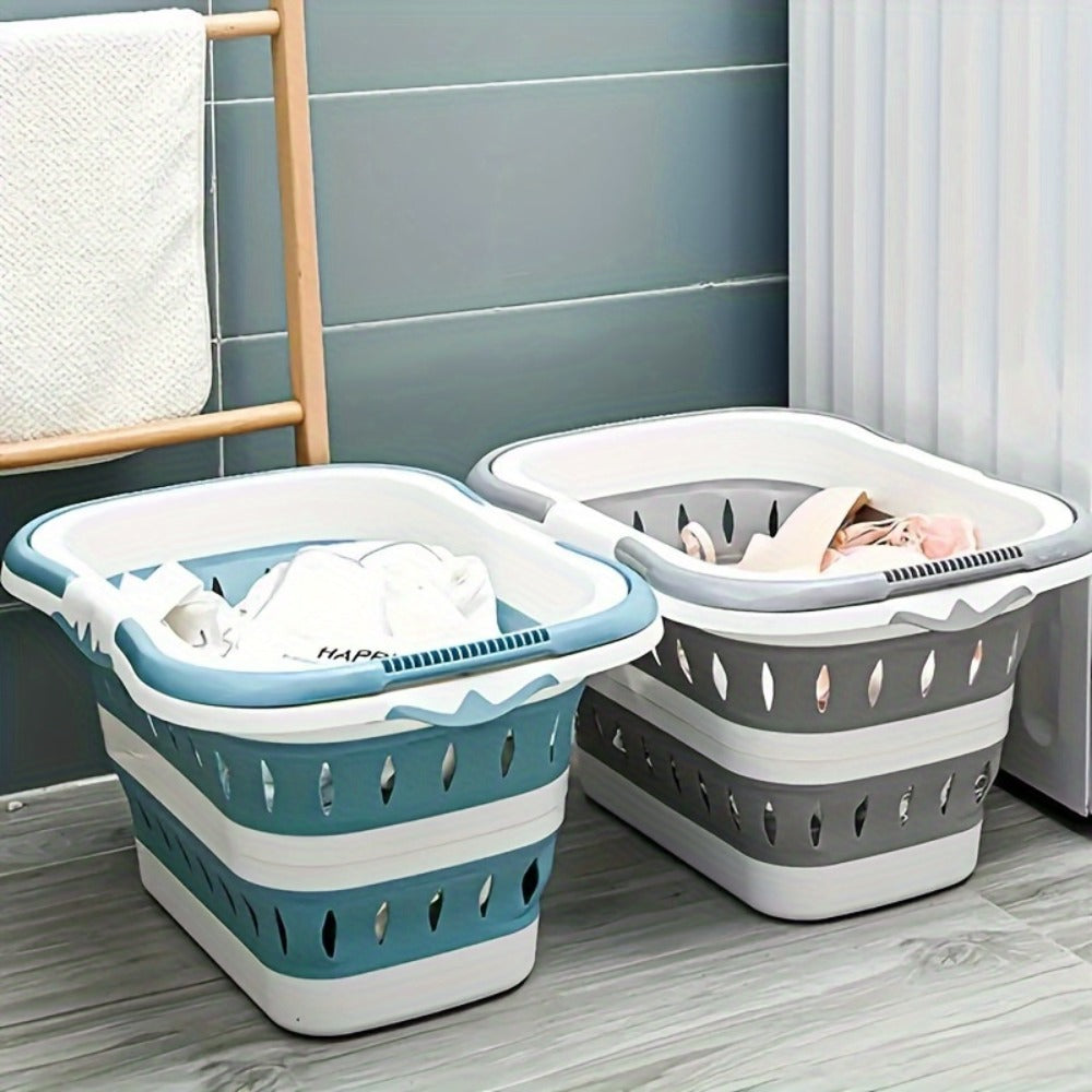 Large Folding Laundry Basket Wall Hanging ¨C Plastic Collapsible Clothes Storage Basket for Bathroom, Bedroom & Household Use ¨C Space-Saving Wall-Mounted Hamper, Thoughtful Gift