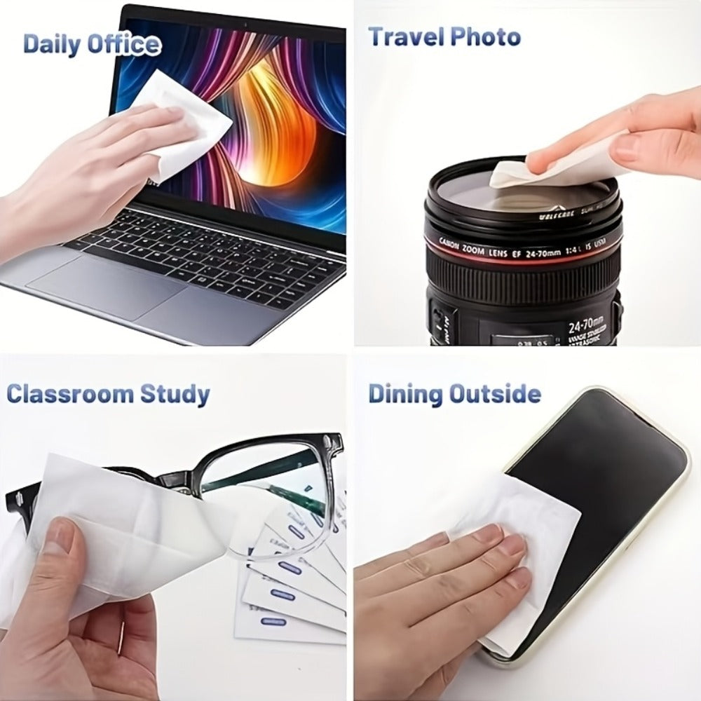 Lens Wipes Pre-Moistened 500 Count - Individually Wrapped Eyeglass Cleaning Wipes Scratch-Free Streak-Free for Glasses Sunglasses Camera Lenses Phone Screens Optical Cleaner Wipes Bulk Pack