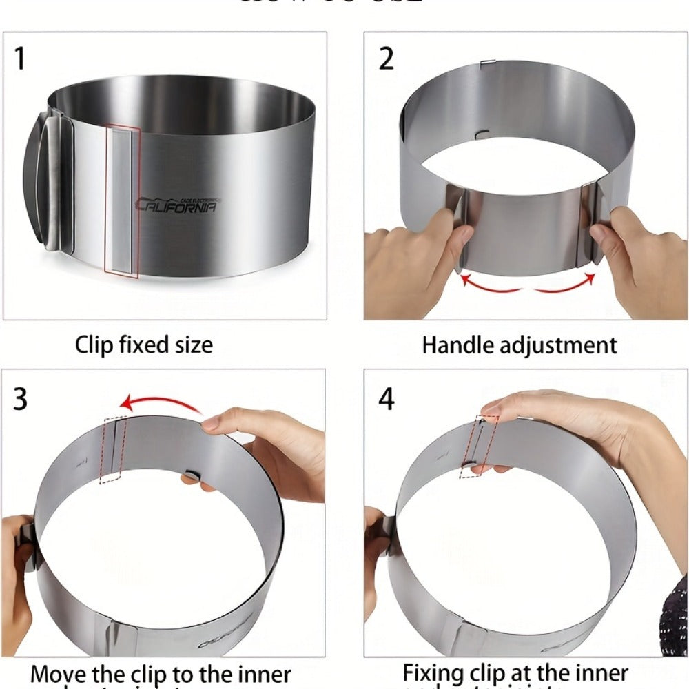 Adjustable Stainless Steel Cake Ring Mold 2-Pack, Retractable Round Mousse Cake Ring 6.3¡± to 11.8¡± Diameter, Heavy Duty Baking Ring for Mousse Cheesecake Layer Cake, Cake Decorating Tool