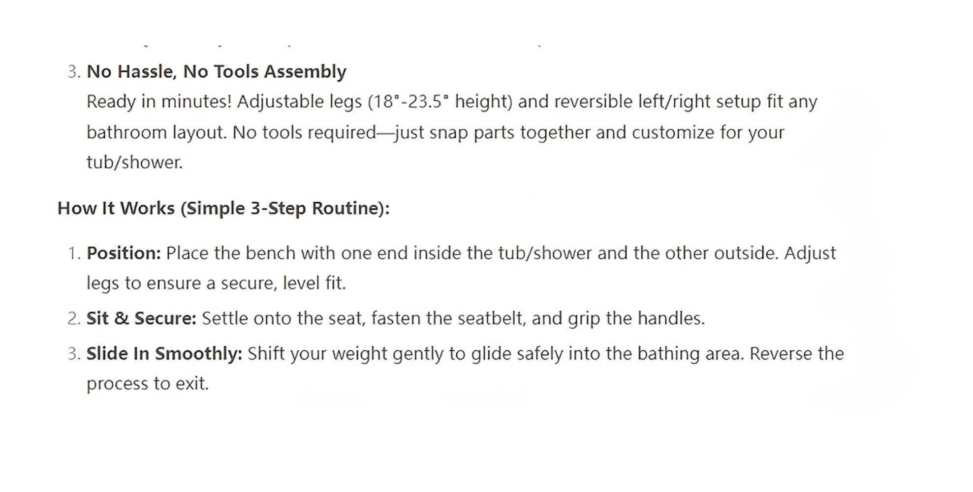 Shower Chair for Elderly Heavy Duty 400 lbs Transfer Bench with Safety Belt Non-Slip Adjustable Height Tool-Free Assembly Bath Seat for Disabled Recovery Seniors 39 Inch Extra Long Shower Bench Bathtub Transfer Chair
