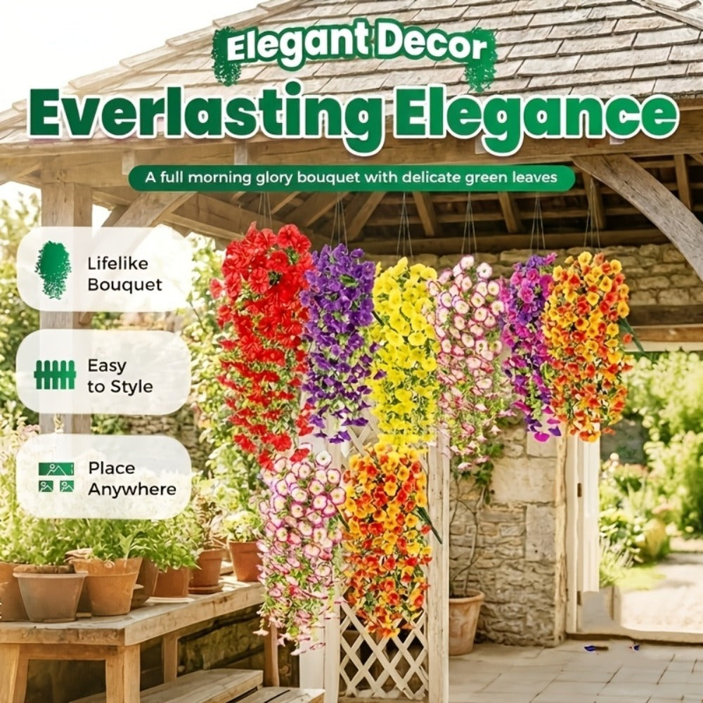 Artificial Rose Vine Hanging Garland 3pcs 216 Flowers - High-Density UV-Resistant Faux Rose Flower Vines with Realistic Roses & Foliage for Garden, Wedding, Porch, Terrace & Wall Decor, Multiple Colors