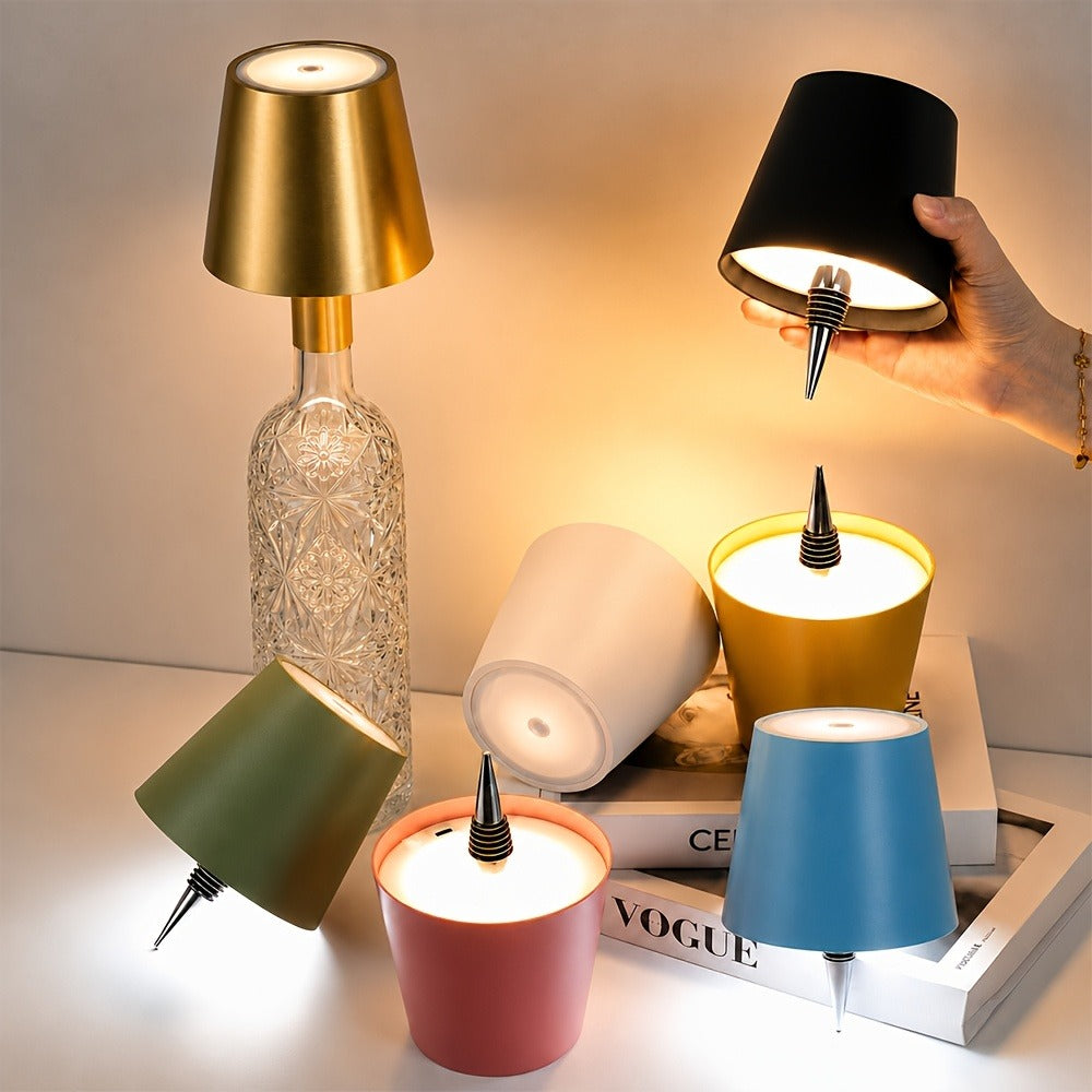 Rechargeable LED Bottle Lamp Table Lamp, 3 Color Temperatures, Touch Control Dimmable Bedside Light for Bedroom Dining Room Bar Desk ¨C Modern Minimalist Design