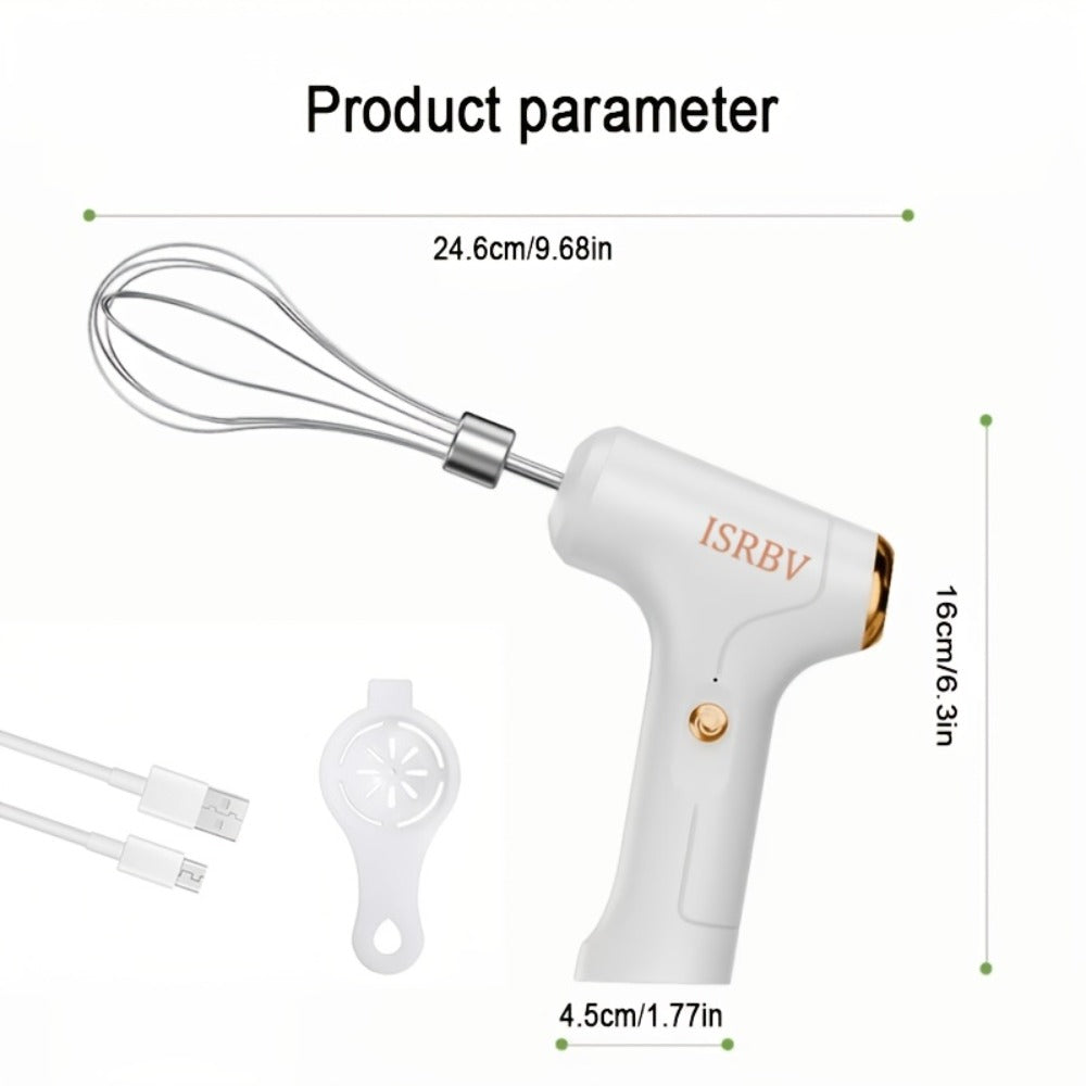 Wireless Electric Whisk Handheld Mixer - Rechargeable Cordless Egg Beater with Vertical Stand Design, Long Battery Life, Powerful Motor for Baking, Custard, Cream & Desserts, Kitchen Gift
