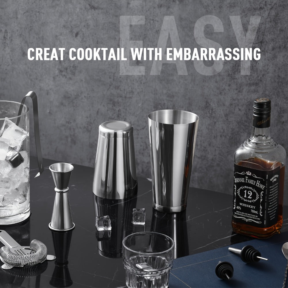 25 Piece Bartender Travel Set Cocktail Kit with Portable Bag | Stainless Steel Mobile Bar Set for Home, Parties & Camping