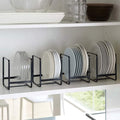 4pcs Stainless Steel Dish Rack Cabinet Organizer with Drain Tray - Space Saving Kitchen Countertop Storage Rack Set