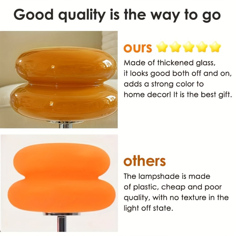 Mushroom Lamp Dimmable Bedside Nightstand Light Glass Shade Aesthetic Cute Table Lamp for Bedroom Living Room Home Decor Ambient Lighting Orange