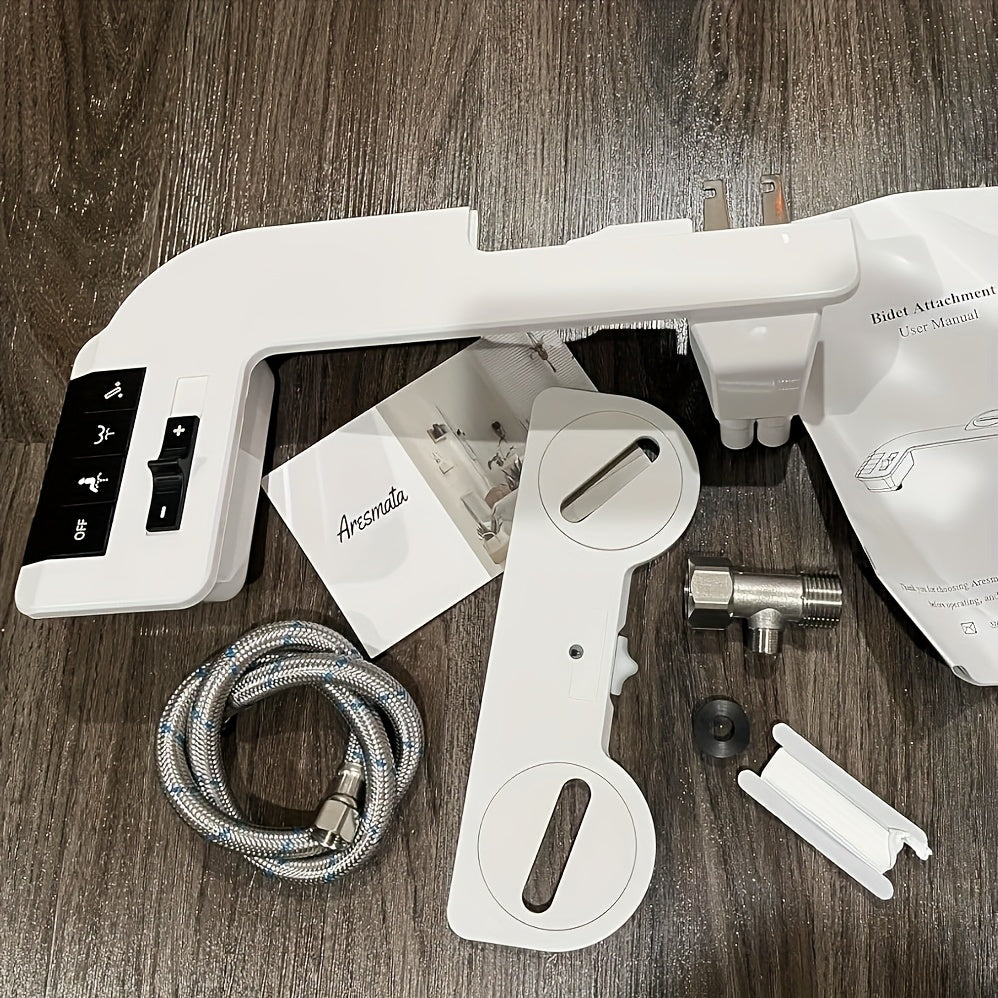 Bidet Attachment for Toilet - Dual Retractable Nozzle Non-Electric Self-Cleaning Fresh Water Bidet Sprayer, Adjustable Water Pressure, Fits Most Toilets, Brass T-Adapter & Metal Hose Included, Easy Install