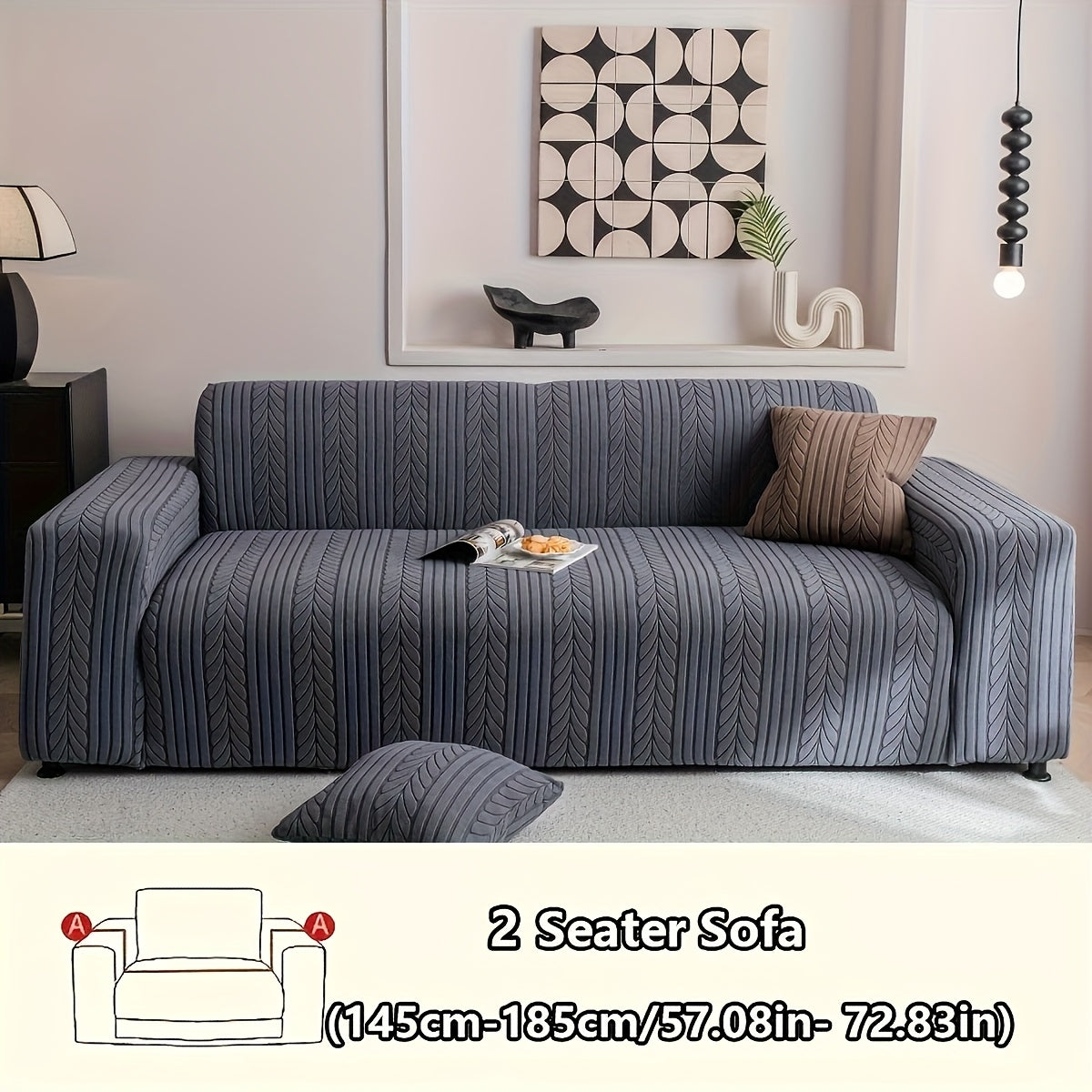 Sofa Cover Stretchy Washable Slipcover for 1 2 3 4 Seater Couch, Zigzag Textured Fabric, Scratch Slip Resistant Furniture Protector, Cream White Light Grey Dark Gray Coffee Brown