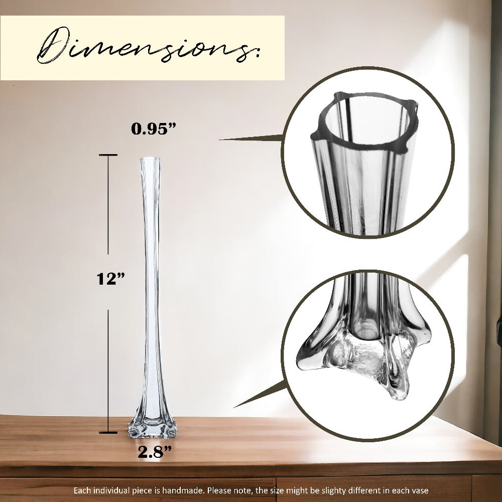 Eiffel Tower Vase Pack of 12 ¨C Tall Glass Flower Vases for Wedding Centerpiece, Event Table Decor, Floral Arrangements & Party Decoration, Clear Black White, 12¡± 16¡± 20¡± 24¡± Sizes