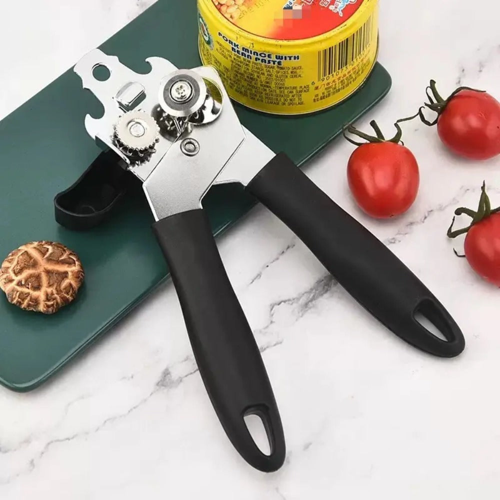 Can Opener 3-in-1 Stainless Steel Manual Can Opener with Smooth Edge Bottle Opener Ergonomic Handle Heavy Duty Kitchen Tool Universal Fit Home Cook Chef Gift 2 Pack