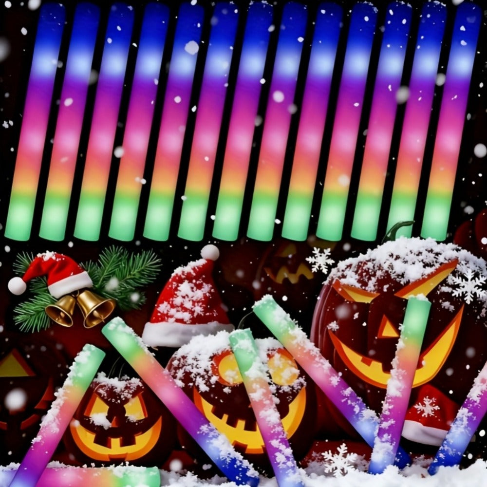 LED Glow Sticks for Party Decorations, Multi-Color Flashing Foam Sticks for Christmas, Weddings, Birthday, Festival, New Year & Halloween Parties (30/67/100/200PCS)