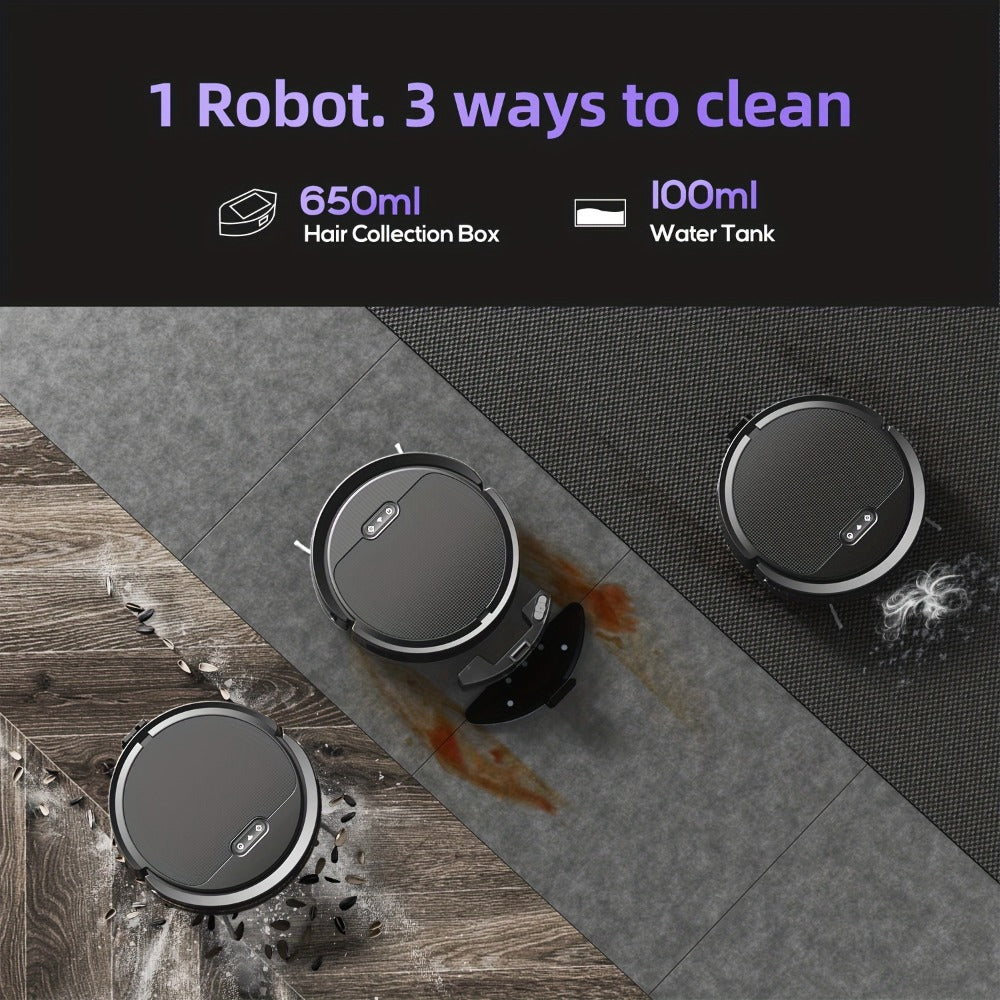 Robot Vacuum Cleaner Mop Combo 5000Pa Max Suction 2-in-1 with App & Voice Control - Scheduled Cleaning, Auto Recharge, for Pet Hair, Low Pile Carpet & Hard Floors, 12.2 inch Slim Design, Multiple Colors