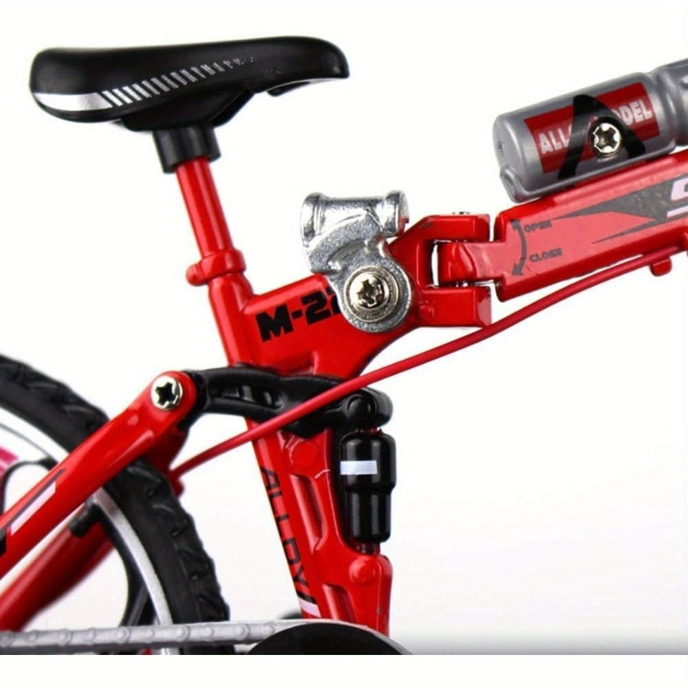 Diecast Mountain Bike Model 1:8 Scale Alloy Foldable Miniature Bicycle Figurine for Home Office Desk Decor, Collector Gift, Christmas Birthday Present, 3 Colors Available