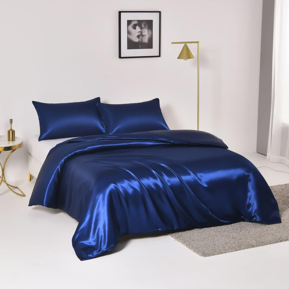 Satin Bed Sheet Set 4 Pcs ¨C Luxury Silky Smooth Hotel-Quality Bedding, Wrinkle-Free Deep Pocket Fitted Sheet, All-Season Elegant Satin Sheets ¨C Twin, Full, Queen & King, Multiple Colors
