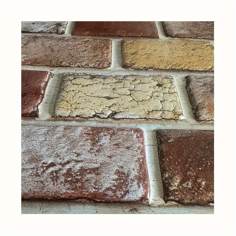 Peel and Stick Tile Stickers 20pcs Vintage Brick Pattern Self-Adhesive Waterproof Wall Tiles for Kitchen Bathroom Toilet ¨C Removable Oil-Proof Backsplash Wall Art Decor