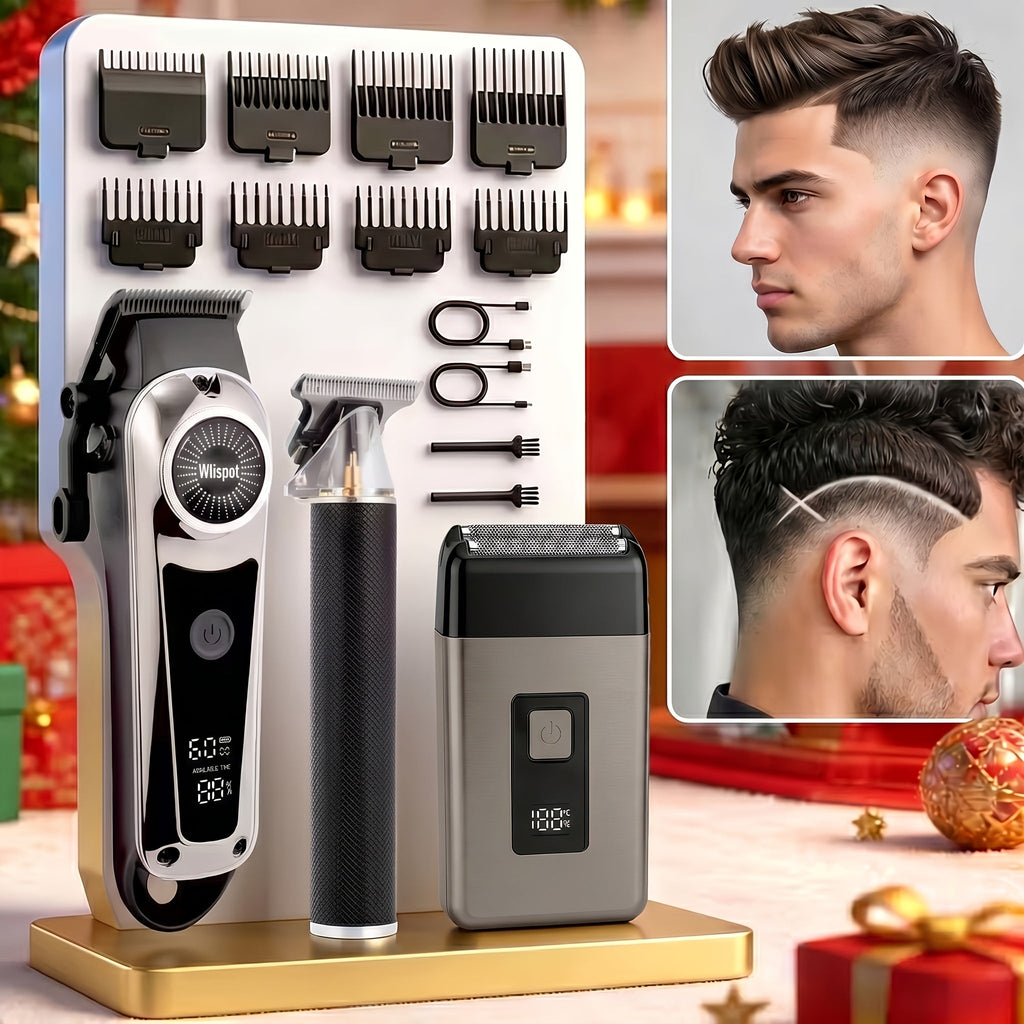 Barber Haircutting Kit Men's Shaving Set USB Rechargeable Gift Box - 1 & 3 Piece Options, Hair Clipper for Home & Salon, Perfect Gift for Boyfriend, Husband, Father's Day, Birthday & Holiday