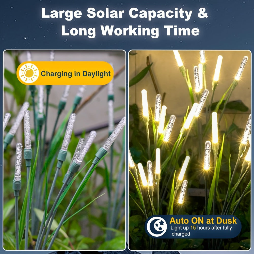 Solar Bubble Pathway Lights Outdoor 4 Pack ¨C IP44 Waterproof Acrylic Reed Stake Lights Auto On/Off Dusk to Dawn | Warm White Solar Powered LED for Garden, Yard, Driveway, Walkway & Patio Decor