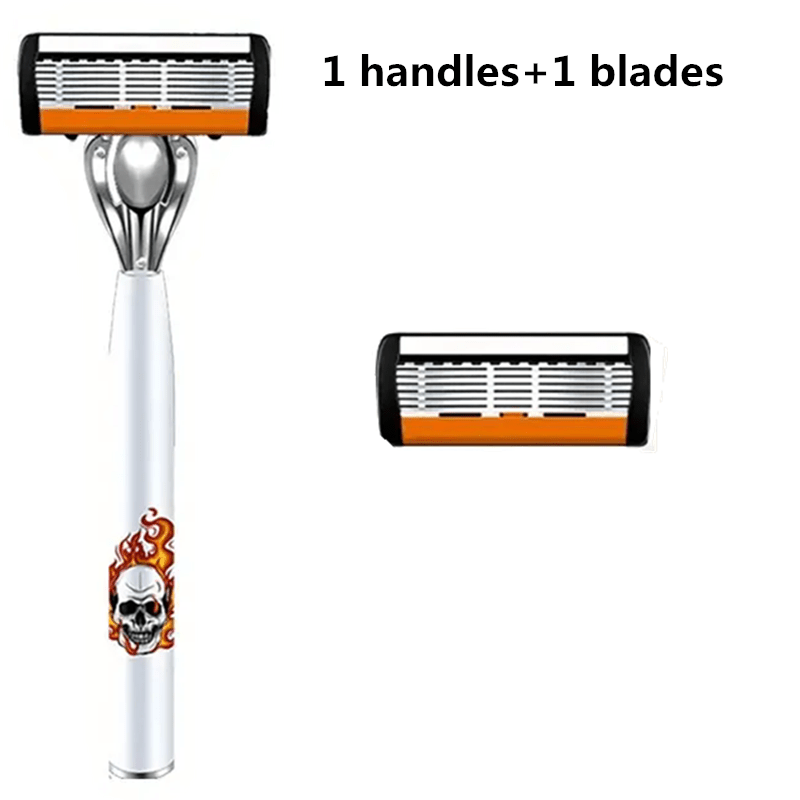 Men's Safety Razor with Replacement Blades - Anti-Slip Stainless Steel Handle Shaver for Beard & Sideburns, Classic Style Wet Shaving Razor, Multiple Blade Bundle Options